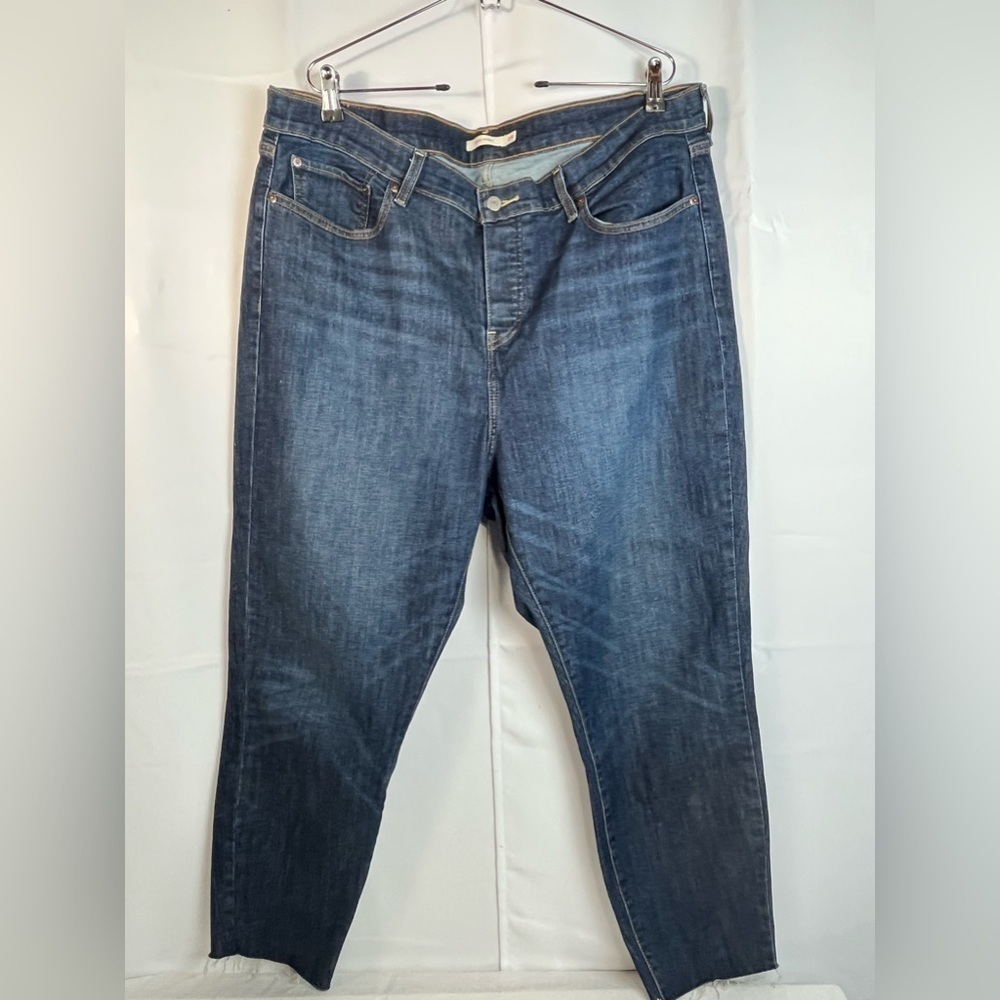 Levi’s Womens Wedgie Skinny Ankle Raw Hem Plus Size 20 W Blue Jeans Button Fly
